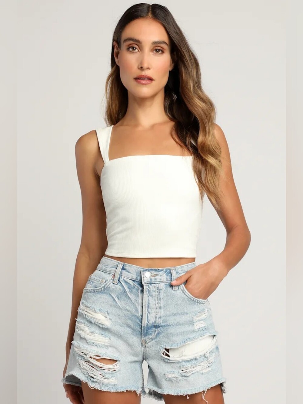 NEW! We The Free People Maggie Light Blue Distressed Denim Shorts OB1450611